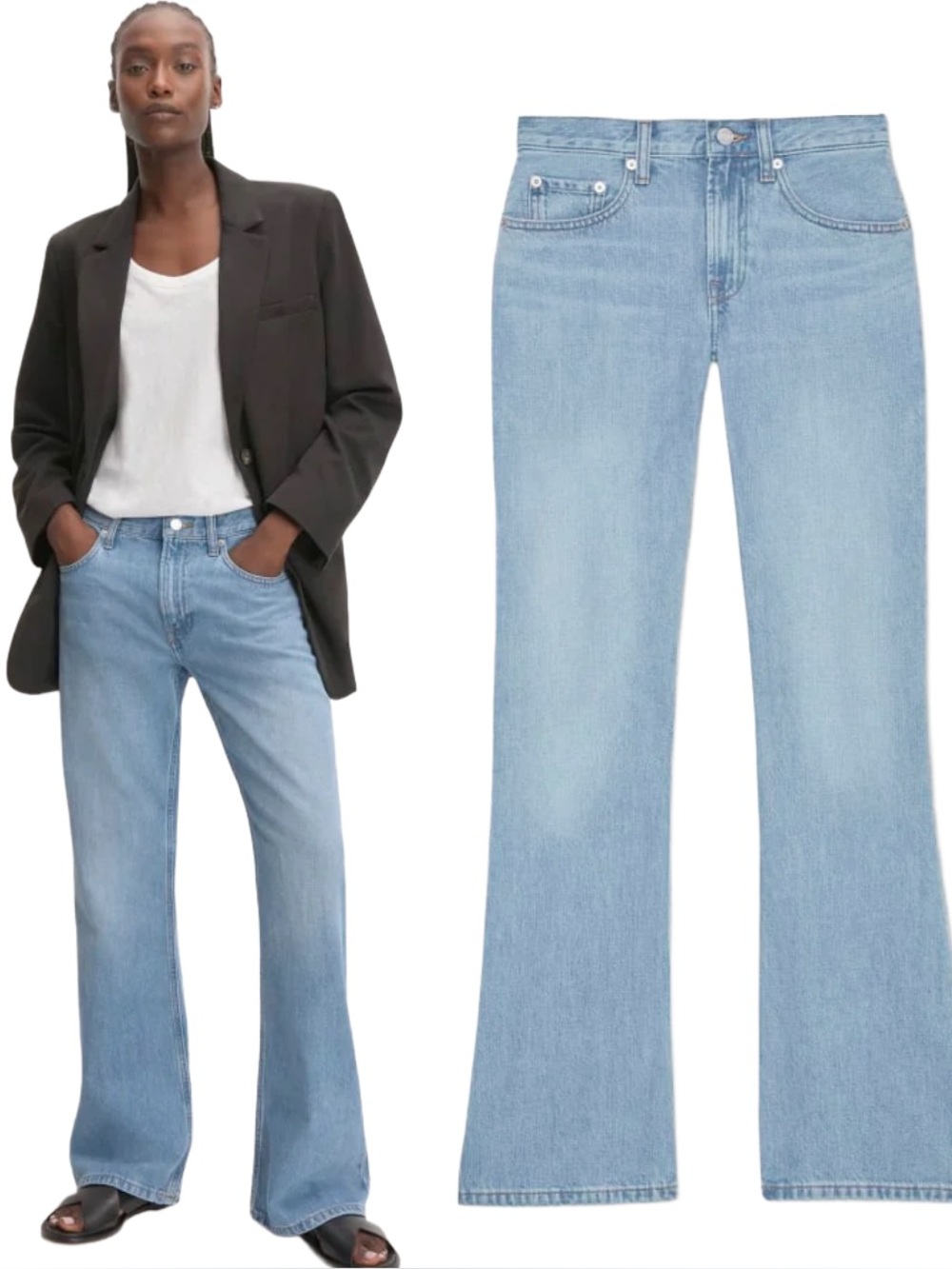 EVERLANE The Slouch Bootcut Jeans in light wash